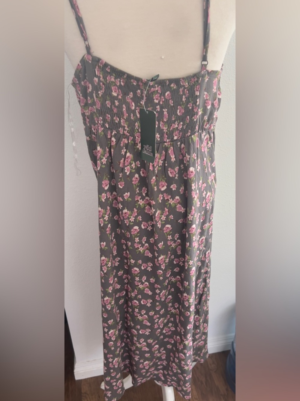 wild fable Gray Floral Maxi Dress with Pink Blossoms - Picture 4 of 4